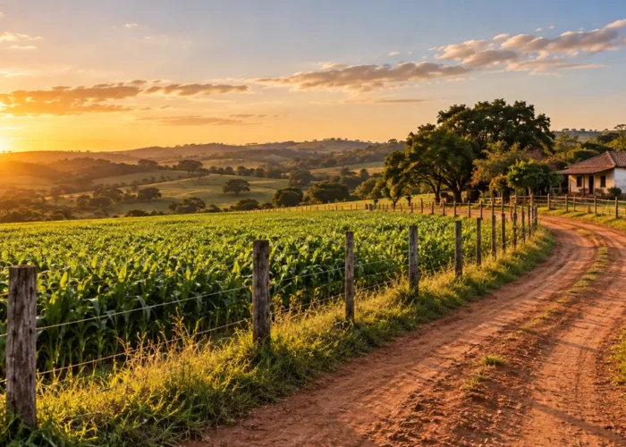 Pequena propriedade rural produtiva com limites definidos