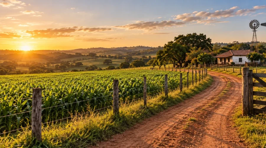 Pequena propriedade rural produtiva com limites definidos