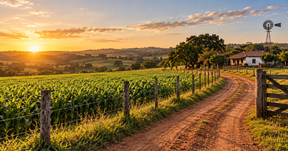 Pequena propriedade rural produtiva com limites definidos