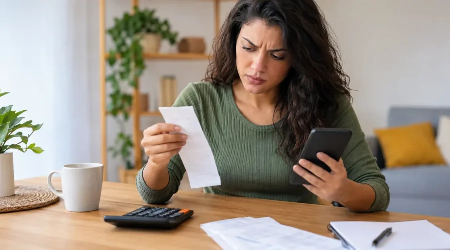 Consumidora verifica no celular valor diferente do recibo da compra