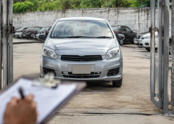 Automóvel em pátio aguardando procedimento de liberação