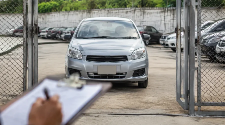Automóvel em pátio aguardando procedimento de liberação