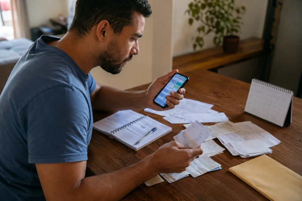 Trabalhador organiza mensagens e comprovantes da relação de emprego