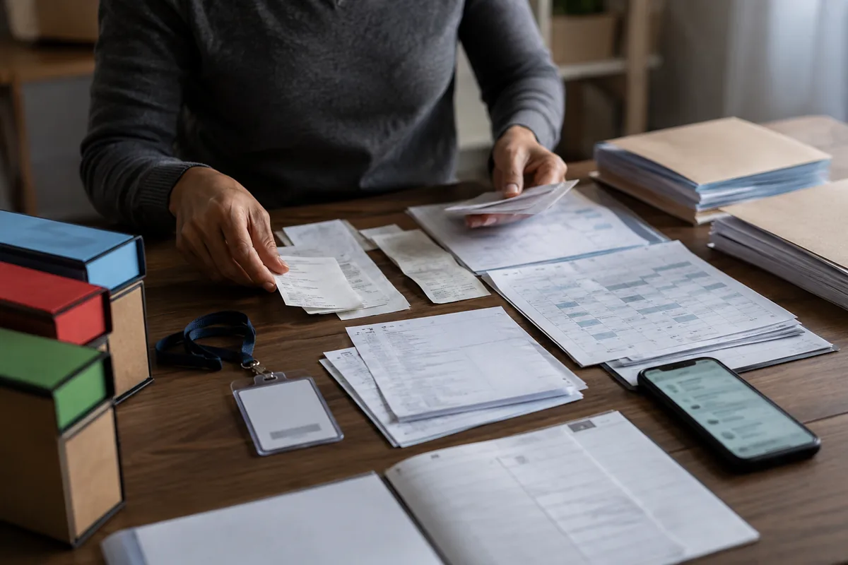 Documentos de trabalho organizados em sequência cronológica
