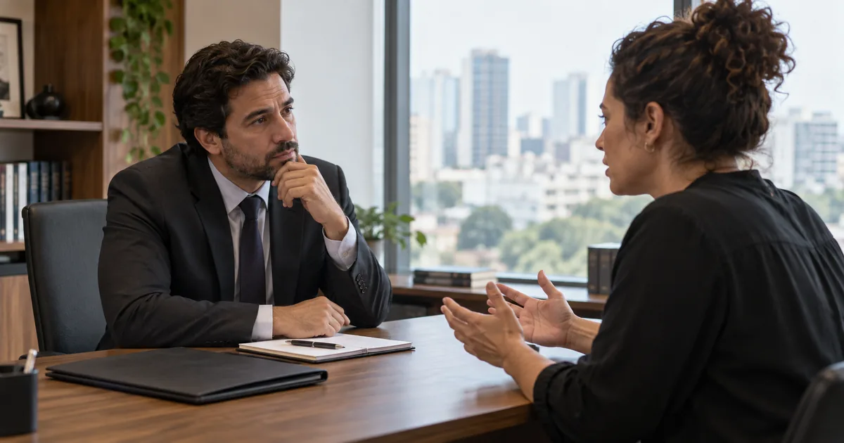 Cliente conversa com advogado sobre acusação de tráfico de drogas