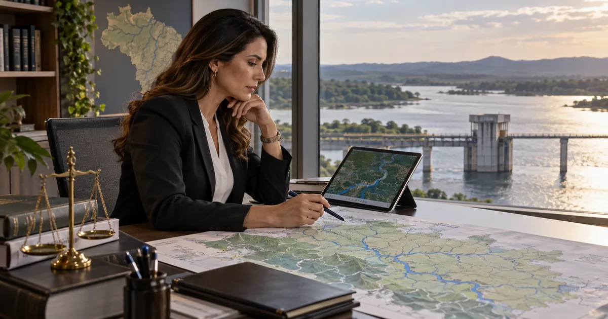 Advogada analisa mapa de bacias e infraestrutura hídrica