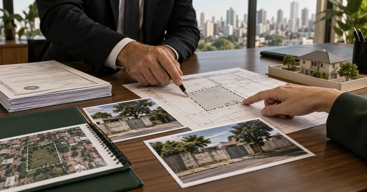 Planta e documentos analisados por advogado de usucapião em São Paulo