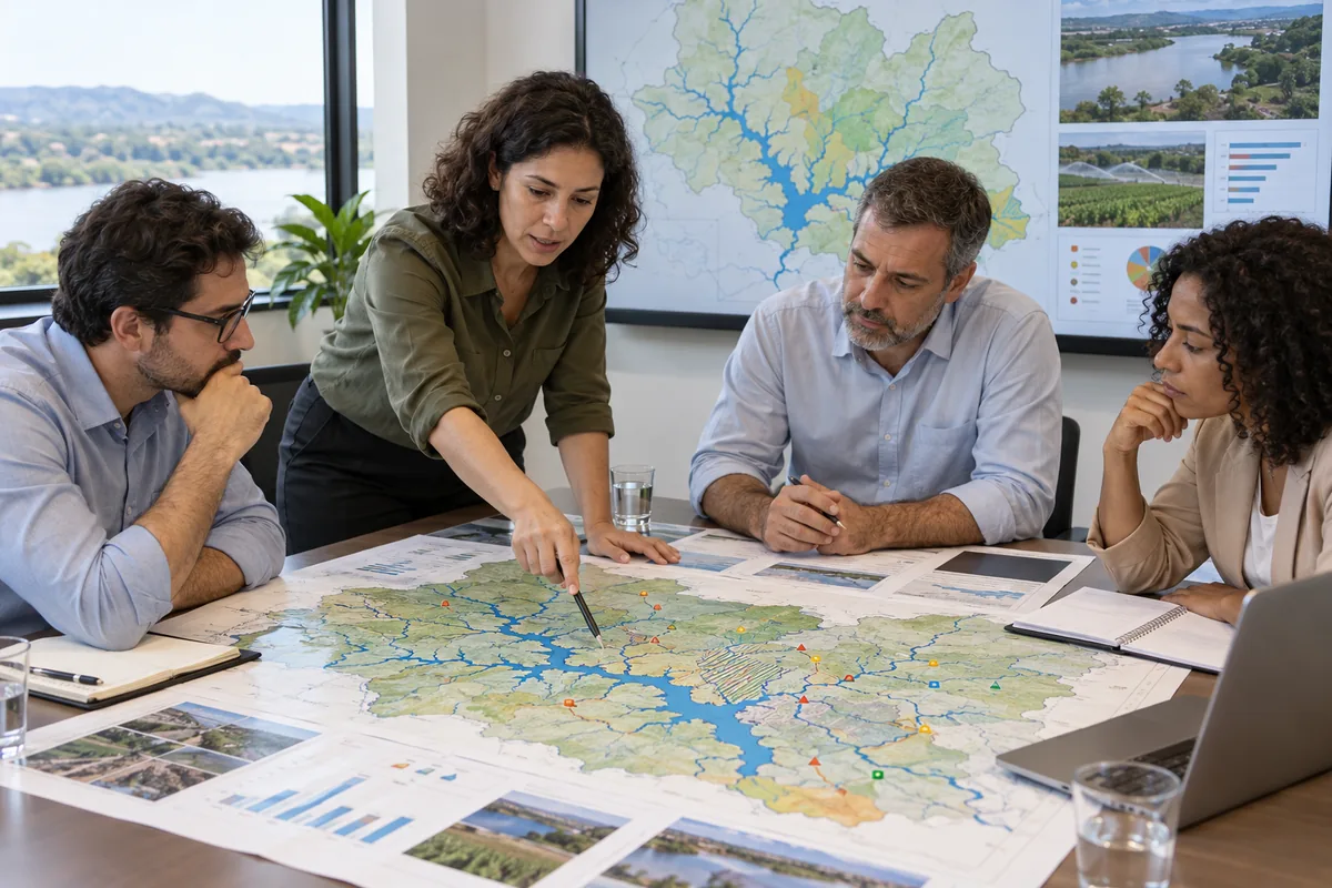 Equipe técnica avalia usos e disponibilidade de água em mapa de bacia