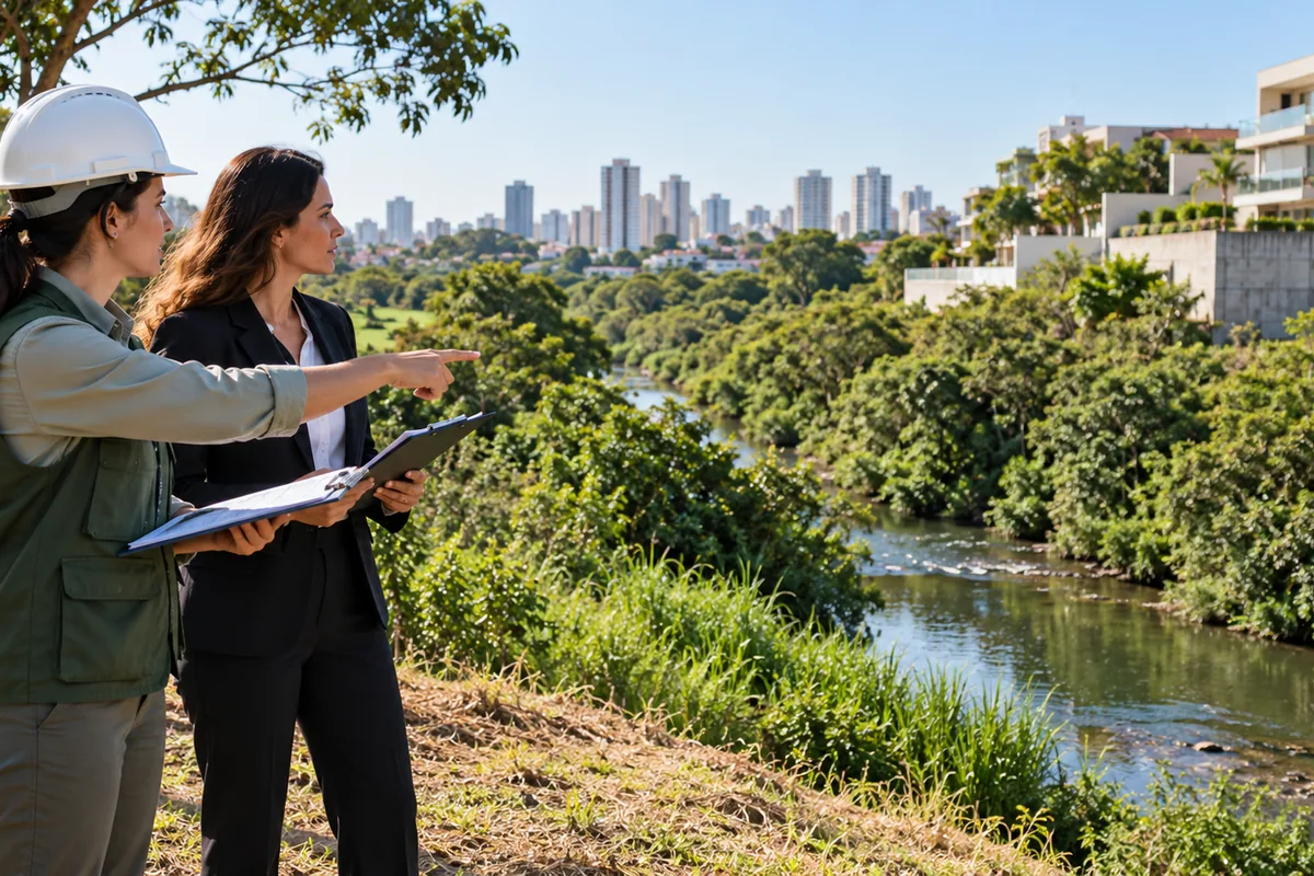 Engenheira e advogada avaliam imóvel próximo a área verde