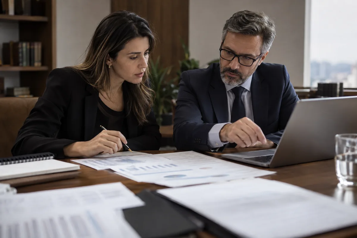 Advogada e perito analisam registros financeiros de investigação pública