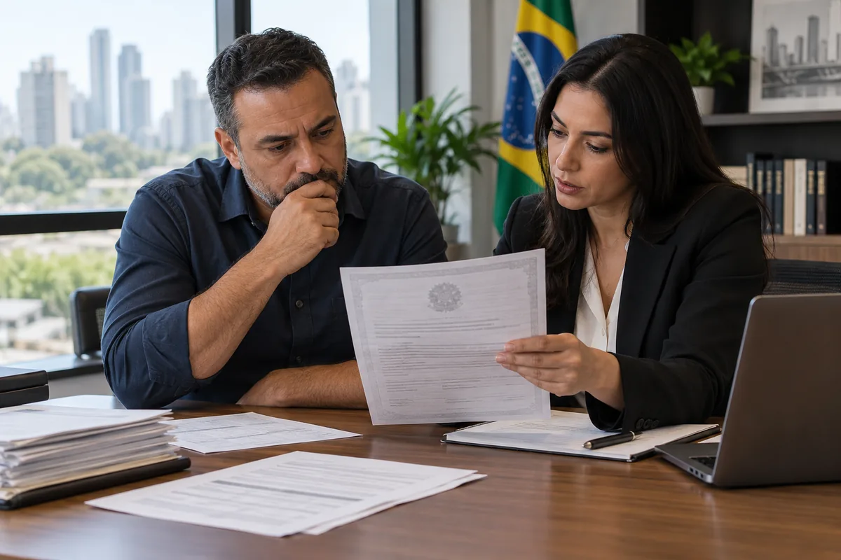 Advogada analisa certidão e documentos de título protestado com credor