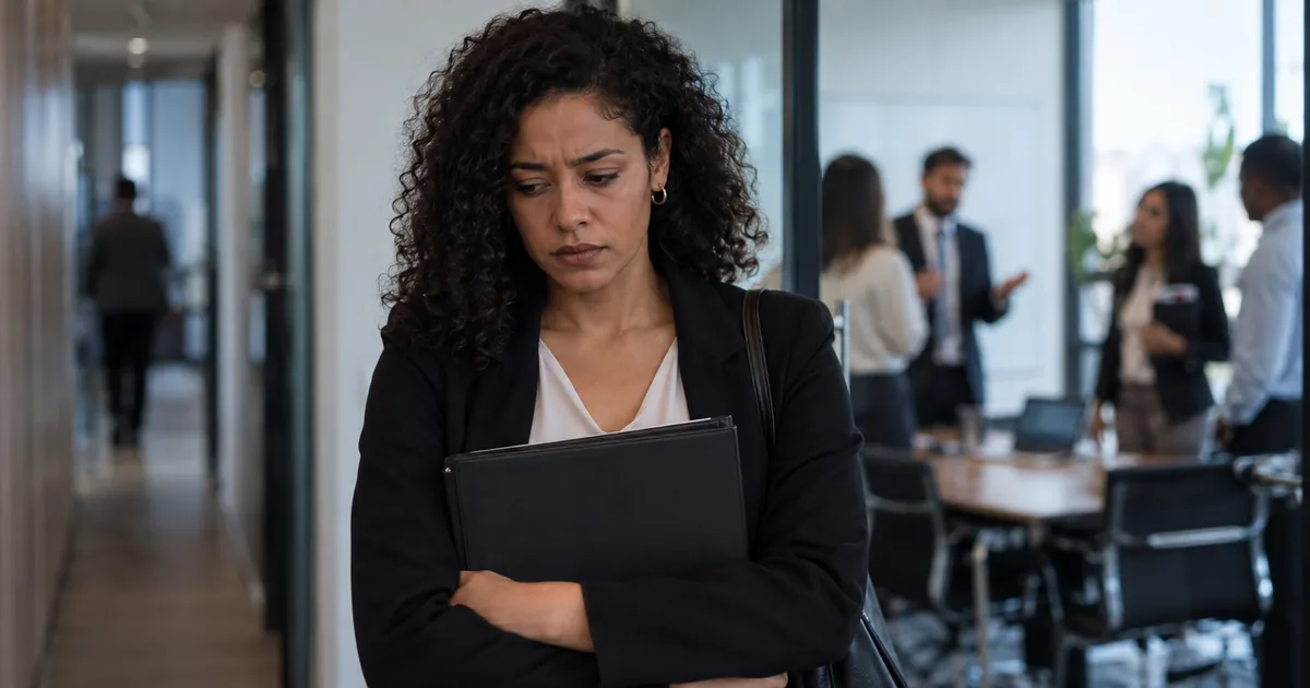 Trabalhadora apreensiva após situação de assédio moral no trabalho