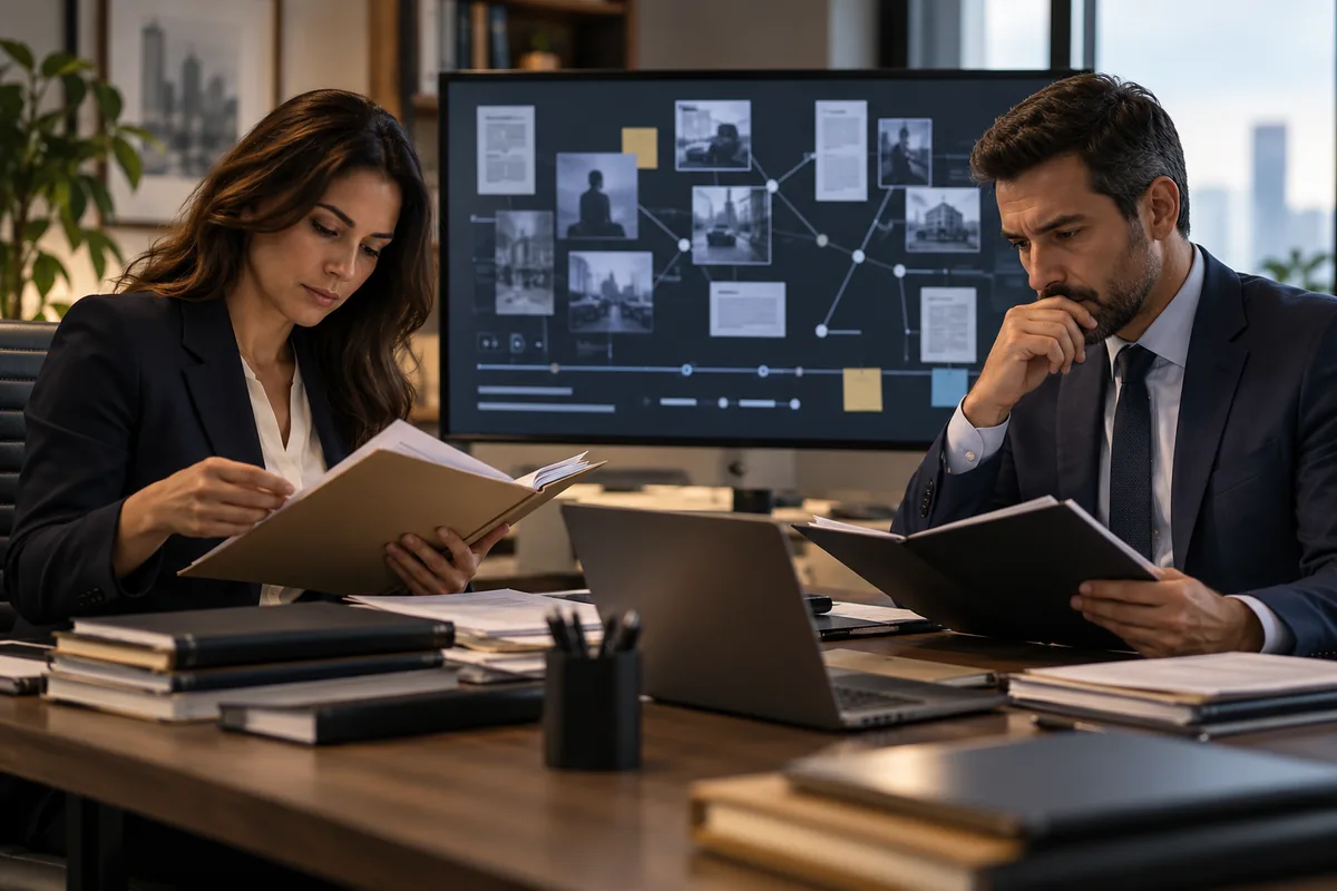 Equipe jurídica compara documentos para individualizar condutas