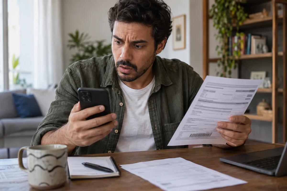 Consumidor compara a cobrança do plano de saúde no celular com a fatura impressa