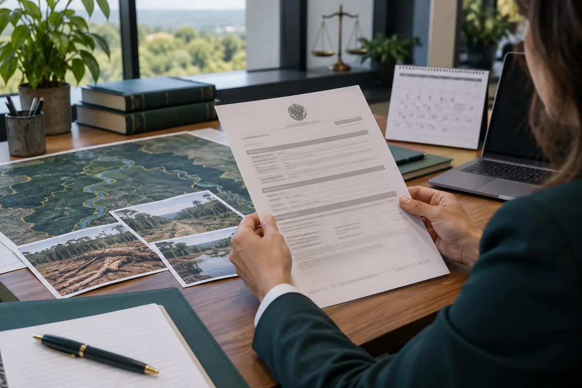 Pessoa analisa auto de infração ambiental e prazo