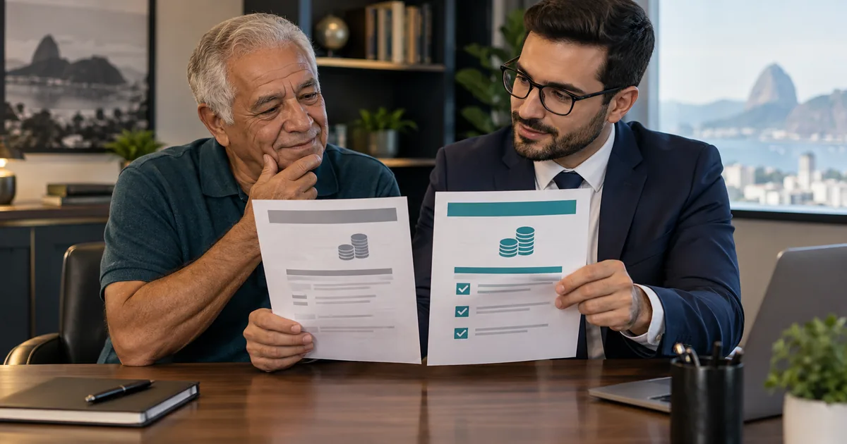 Pessoa idosa compara BPC e aposentadoria com orientação profissional