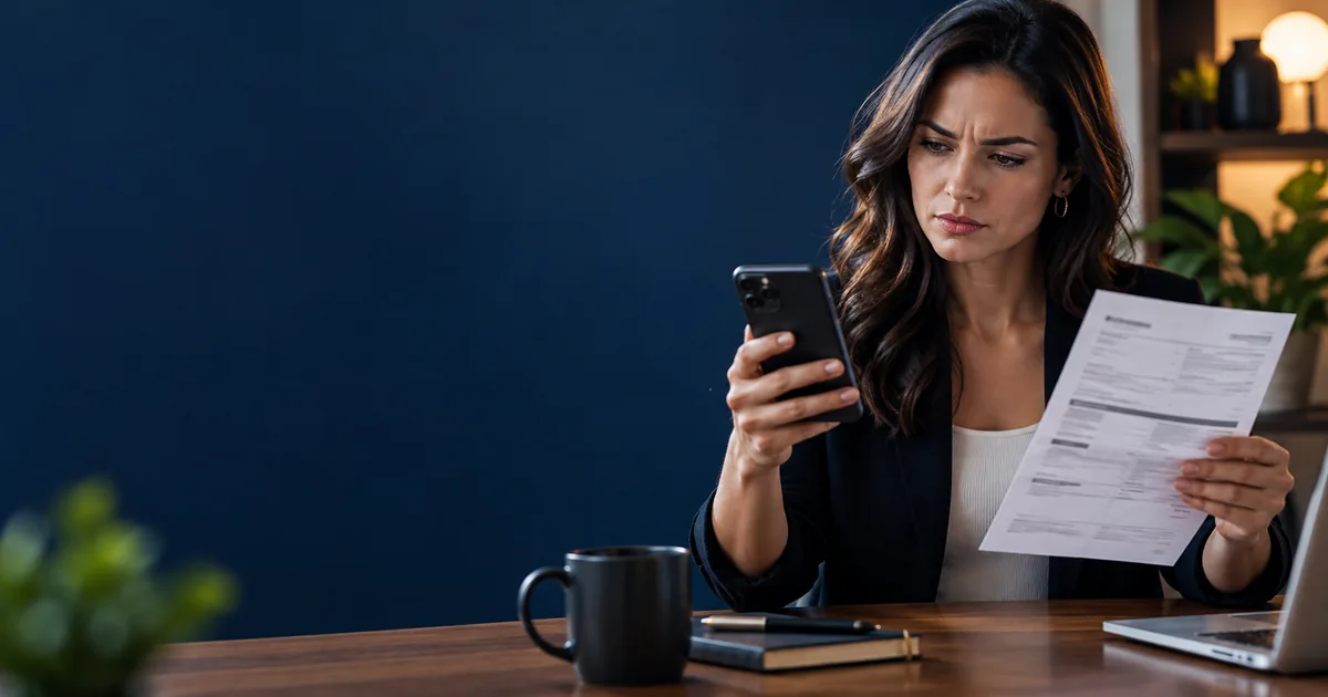 Consumidora compara celular e fatura ao identificar cobrança indevida