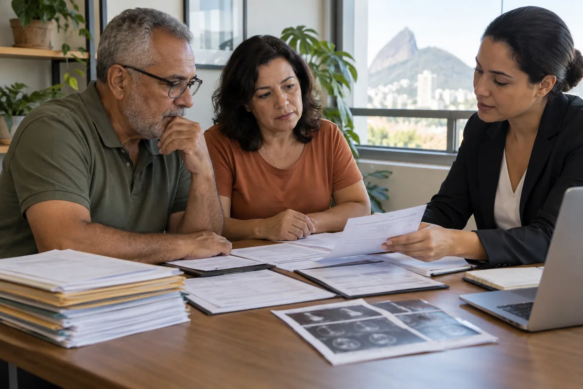 Família compara documentos de aposentadoria por idade e incapacidade