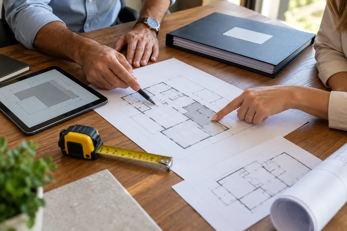 Profissional e proprietária conferem diferenças na planta do imóvel