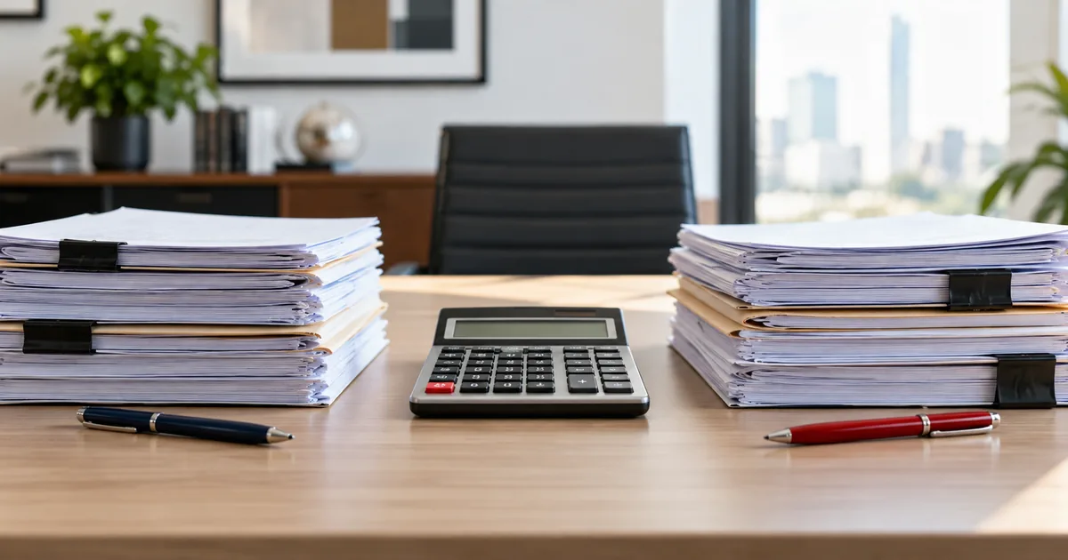 Documentos e calculadora representam compensação tributária