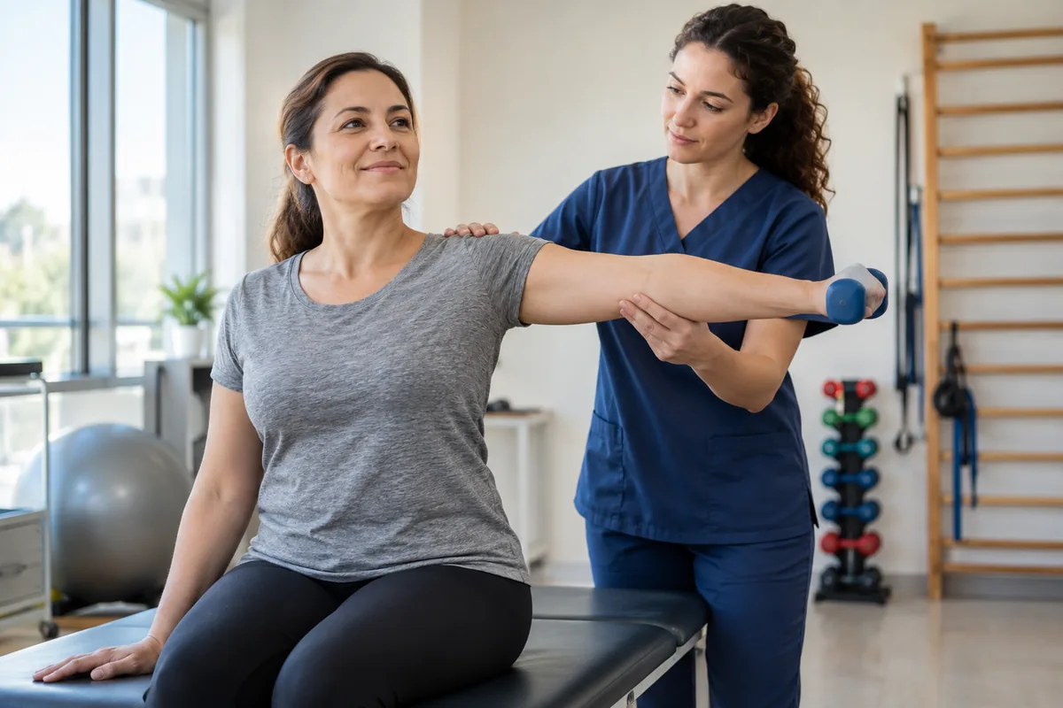 Paciente realiza fisioterapia para manter continuidade do tratamento