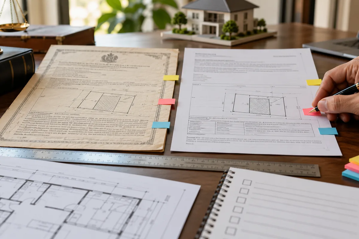Documentos imobiliários comparados para corrigir divergências