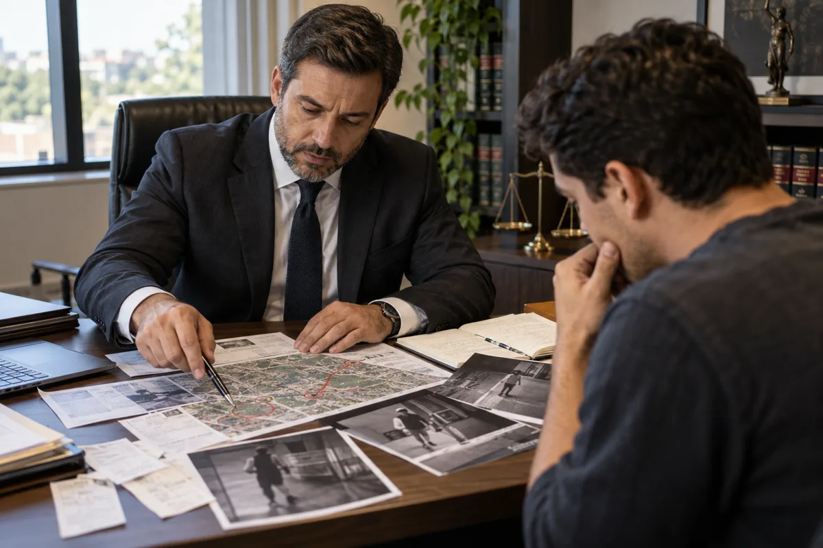 Advogado e cliente reconstroem local e sequência de acusação de furto
