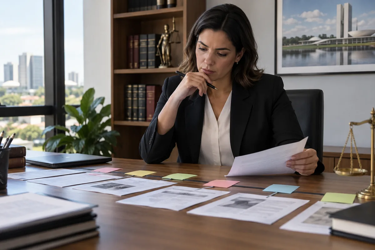 Advogada organiza documentos e linha do tempo para defesa em peculato