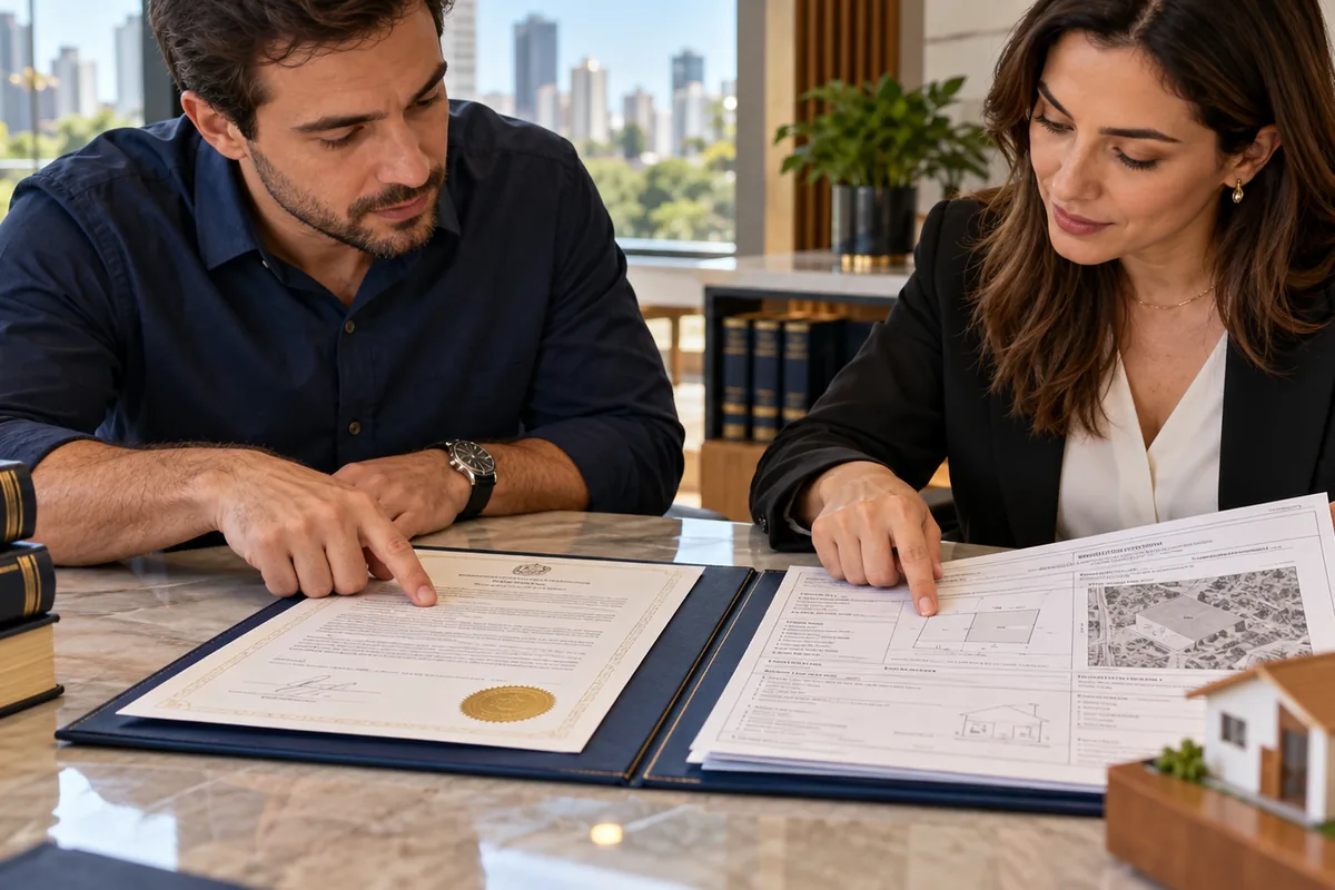 Comprador confere escritura e matrícula atualizada do imóvel