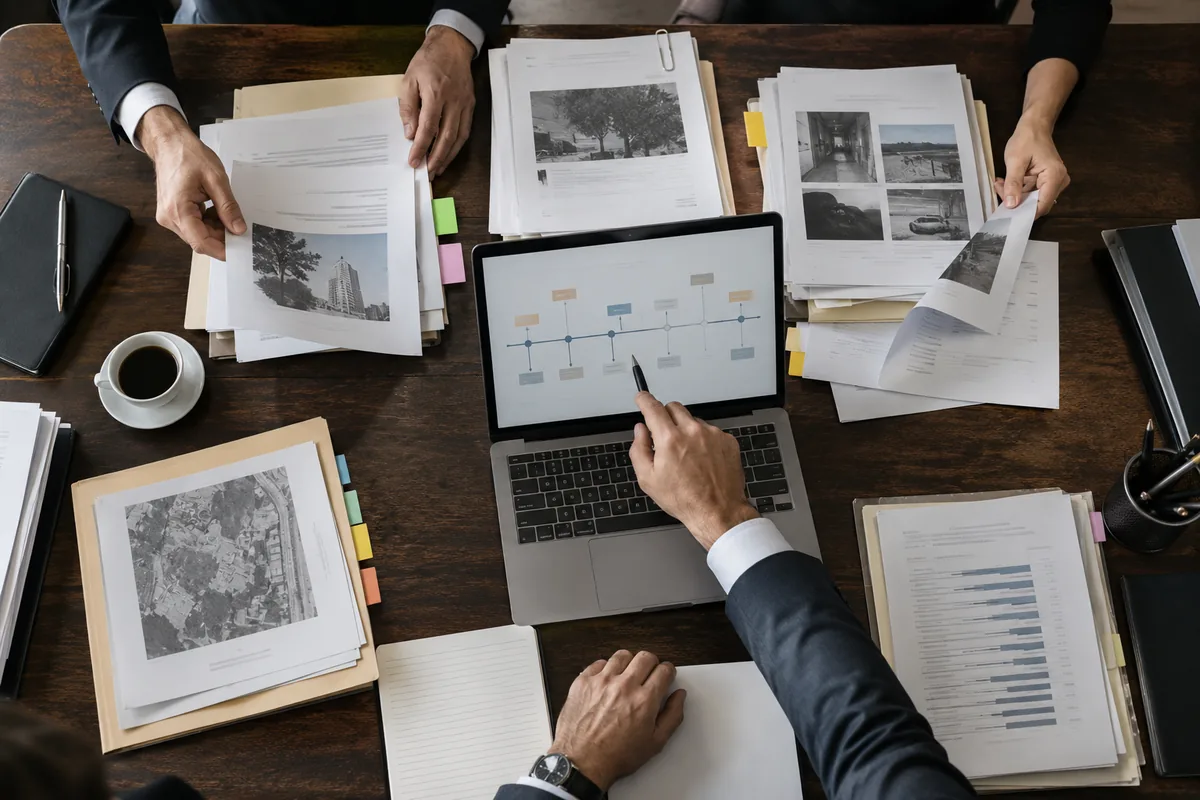 Equipe organiza documentos e linha do tempo de evidências