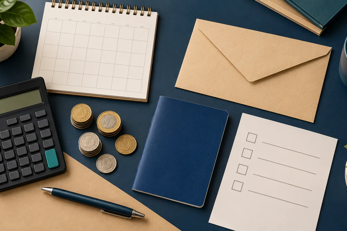 Calendário, calculadora e checklist para conferir verbas rescisórias