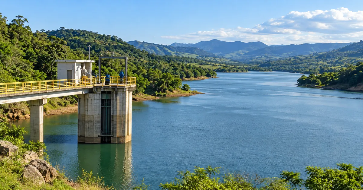 Estrutura de captação controlada em reservatório de água