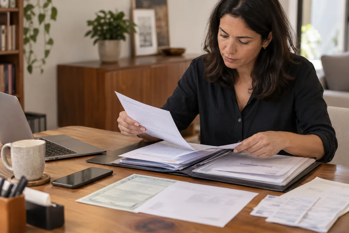 Contribuinte organiza documentos de bens e extratos