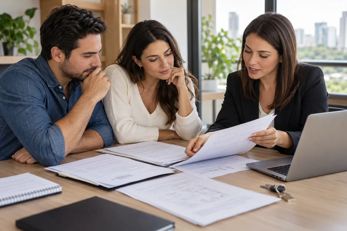 Casal confere matrícula e certidões antes de comprar imóvel