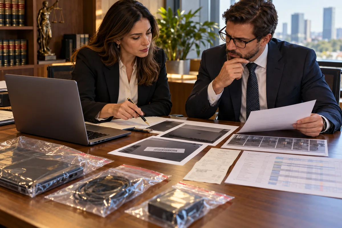 Equipe jurídica analisa recibos, identificação e cadeia de custódia de bens
