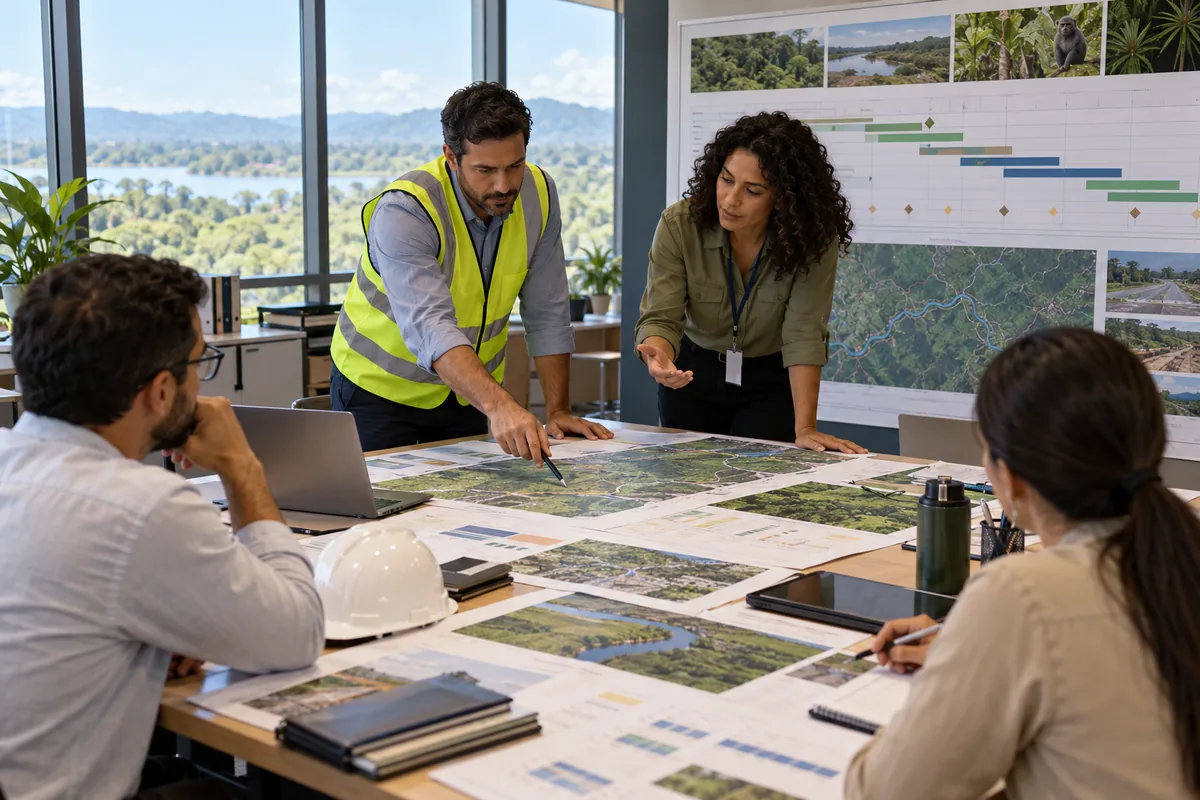 Equipe técnica revisa mapas e cronograma de licenciamento ambiental