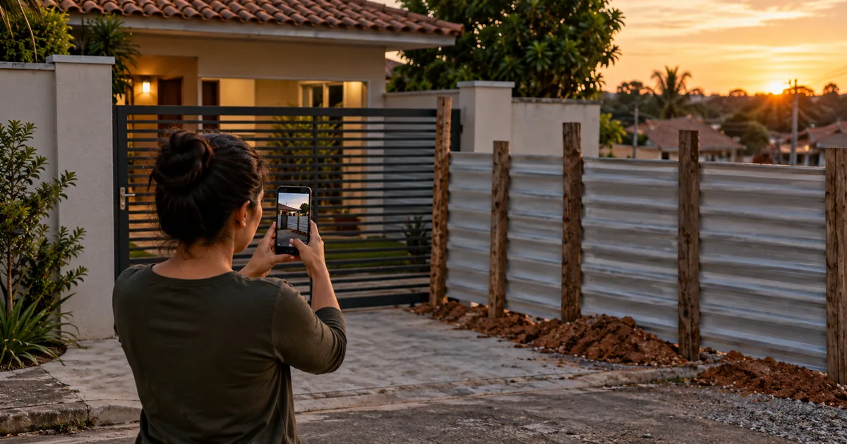 Moradora registra bloqueio recente junto ao portão de sua casa