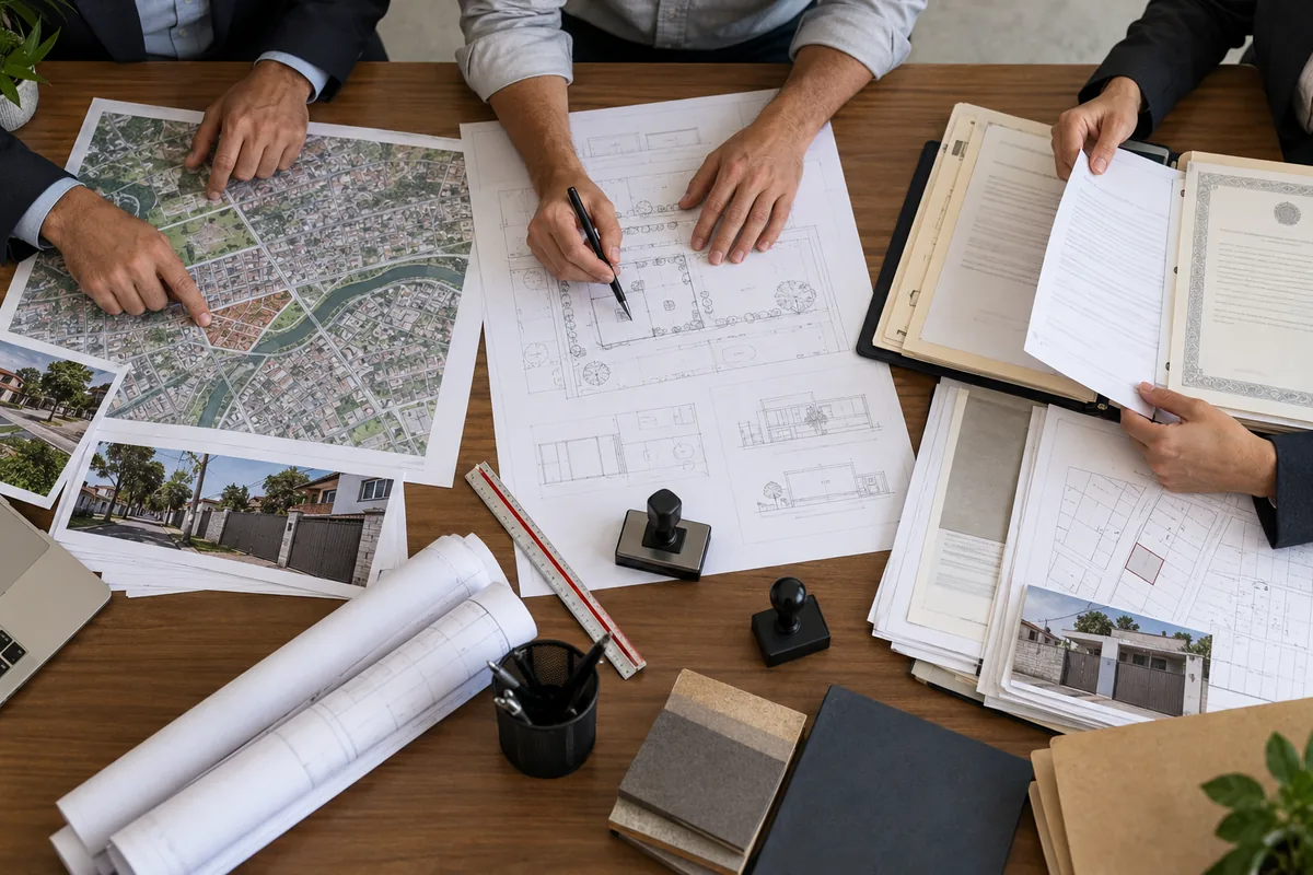 Equipe organiza mapa, planta e documentos de regularização urbana