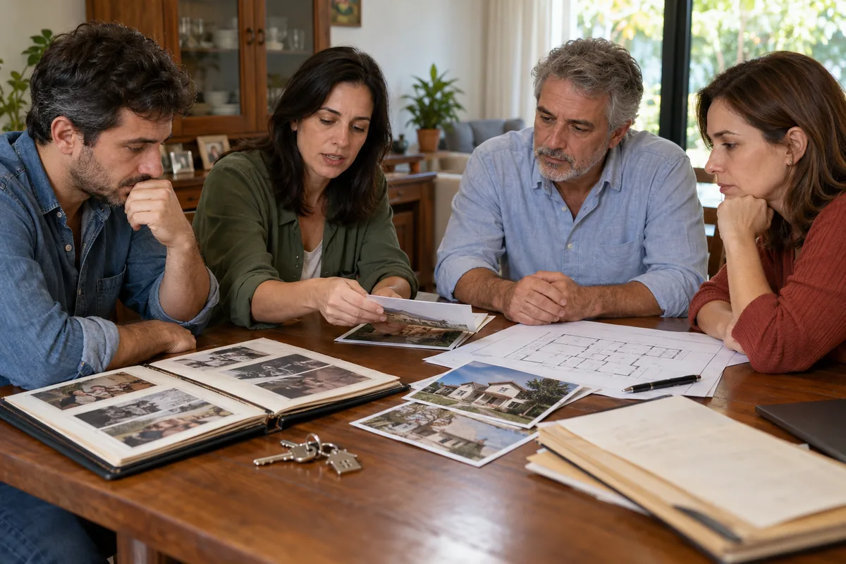 Irmãos reúnem fotografias, planta e documentos de uma casa da família