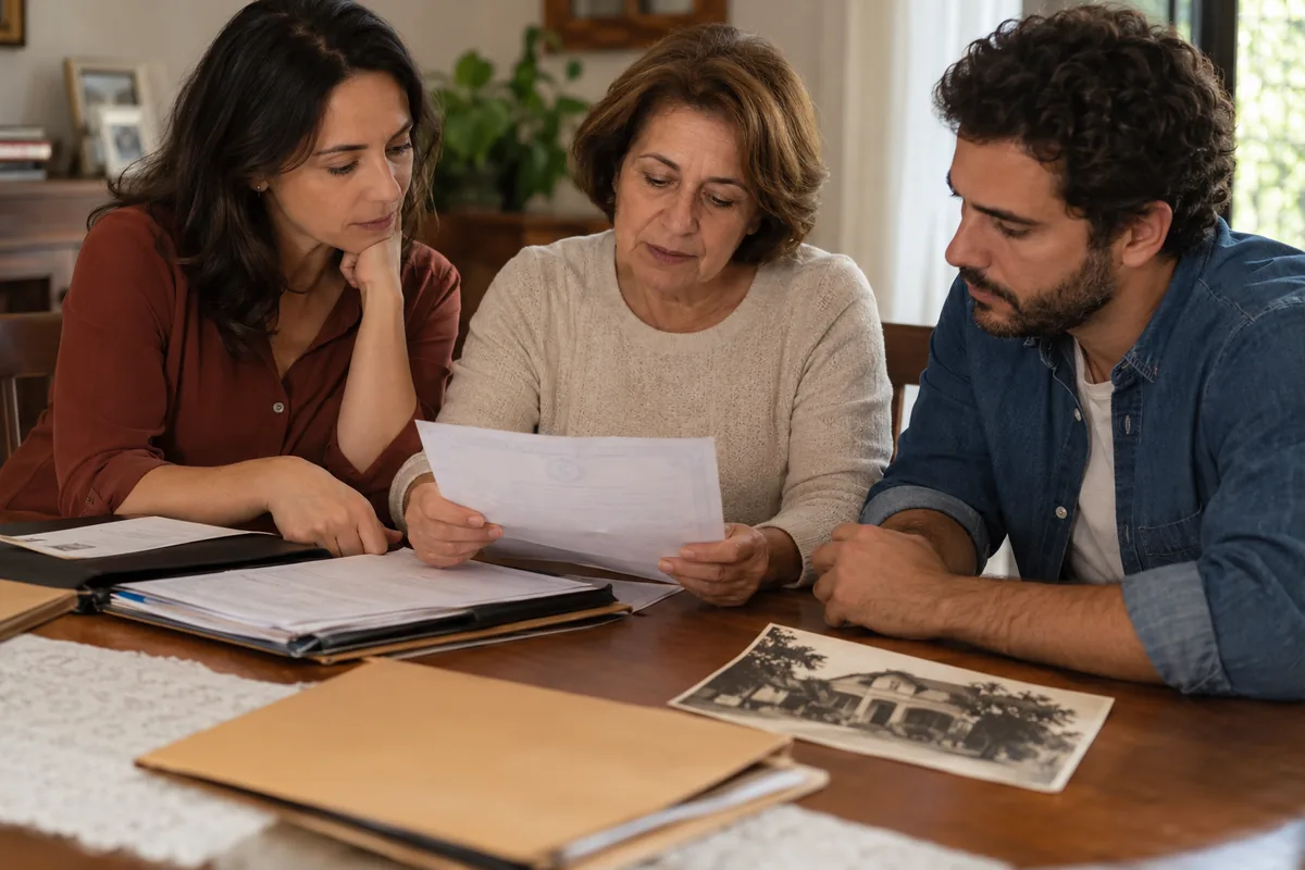 Familiares organizam documentos para inventário de imóvel herdado