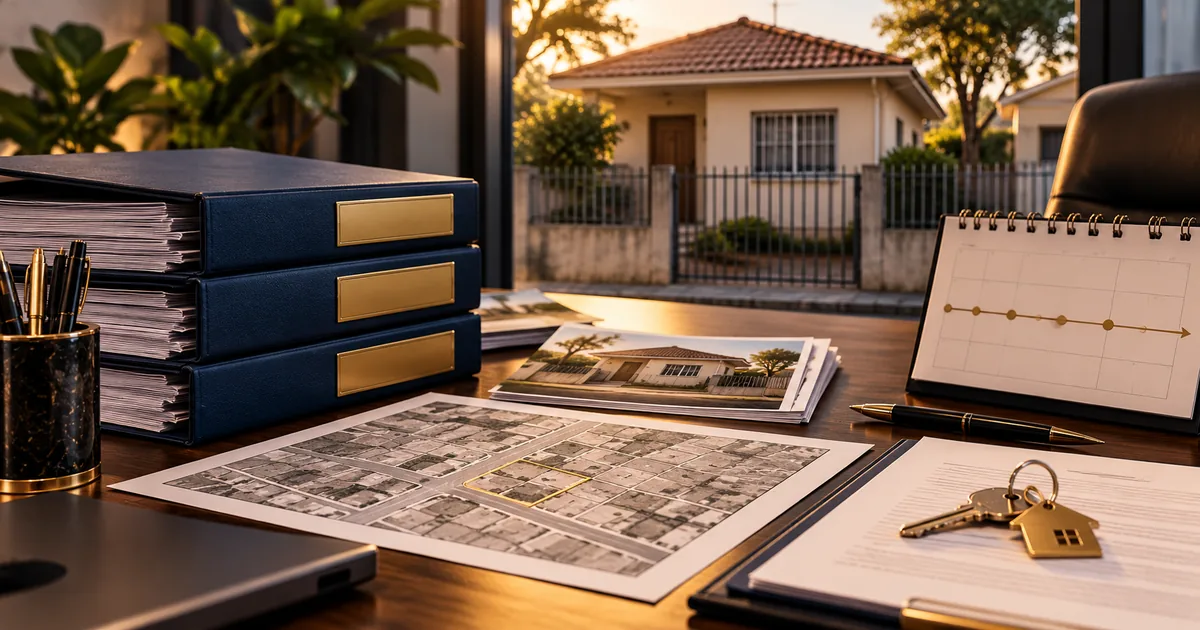 Casa, mapa e documentos para verificar pedido de usucapião