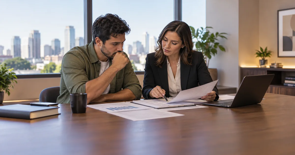 Consumidor e advogada analisam contrato e planilha de financiamento