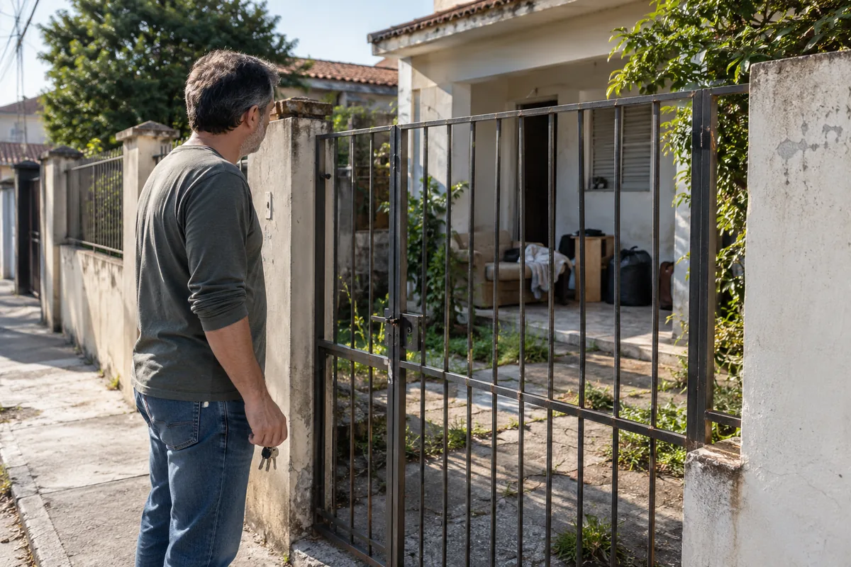 Proprietário verifica imóvel desocupado para acompanhar a posse