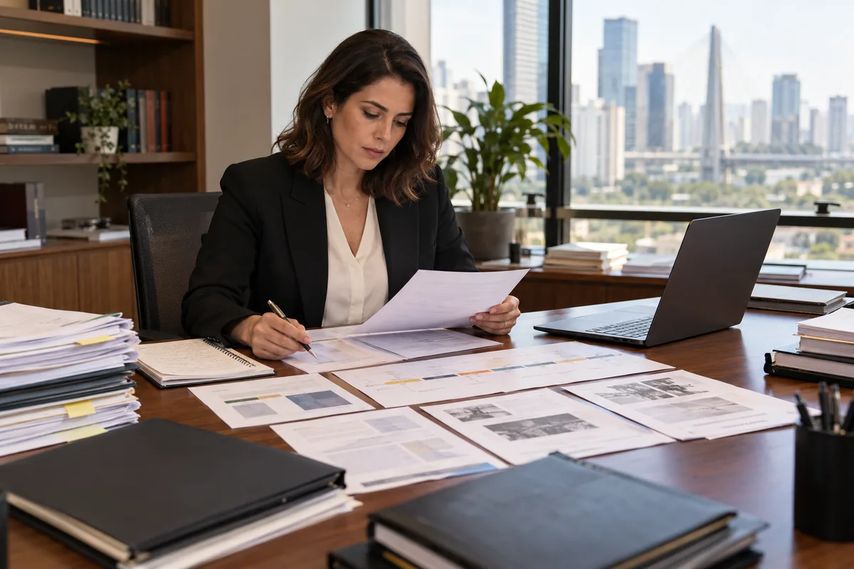 Advogada organiza matriz de provas em defesa por improbidade