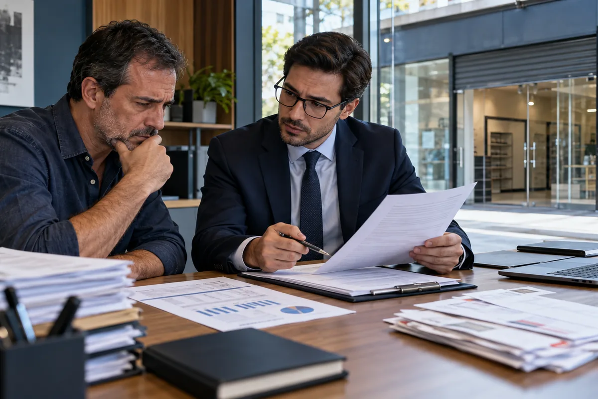 Proprietário e advogado analisam débitos de aluguel comercial