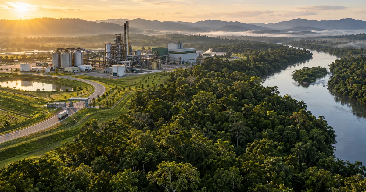 Empreendimento industrial próximo a área preservada e rio
