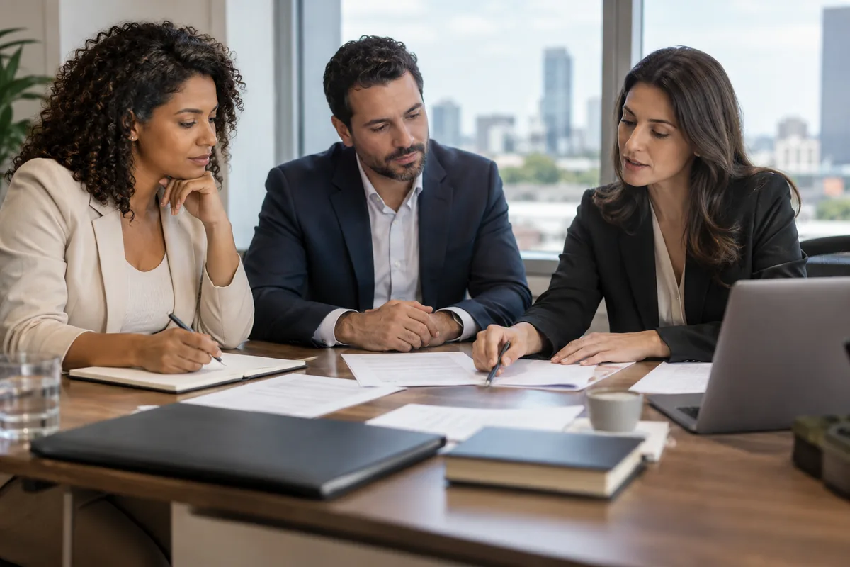 Sócios e advogada mapeiam riscos de contrato empresarial