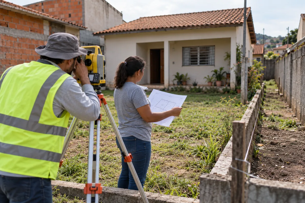 Profissional mede imóvel para conferir área e limites antes da usucapião