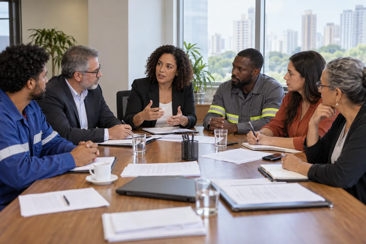 Empresa e trabalhadores participam de reunião de negociação