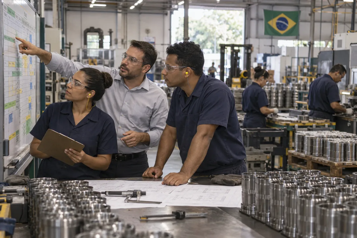 Equipe acompanha produção em indústria que mantém suas atividades